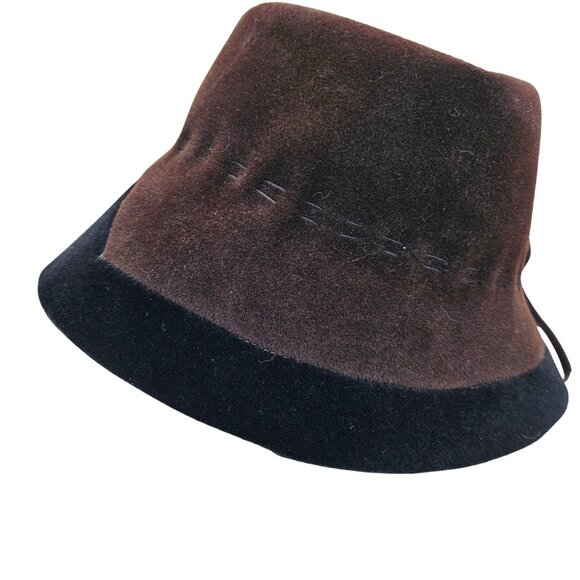 Vintage Yves Saint Laurent Brown Wool Bucket Hat Two Tone Italy 25" - Picture 7 of 12